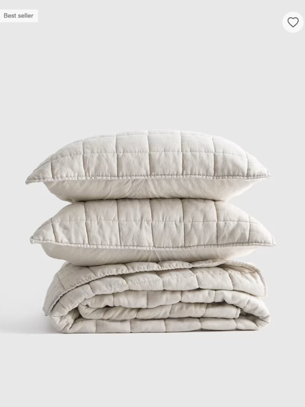 European Linen Box Quilt Set, Quince  Full/Queen, Sand